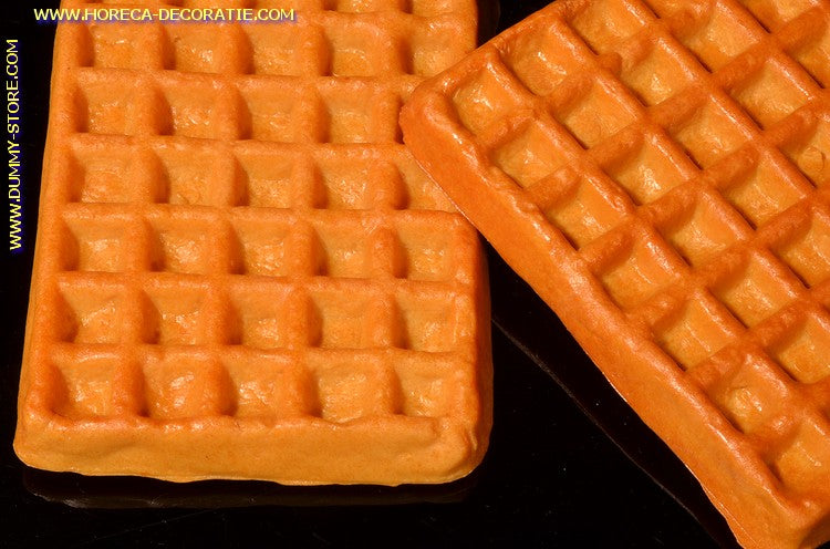 Belgian waffle, 2 pieces - 120 x 90 mm - bread dummy dummy - imitation