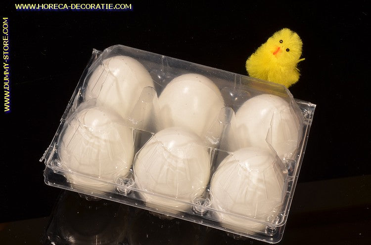 Doos met 6 eieren WIT (decoratie) - 45x65 mm dummy decoratie