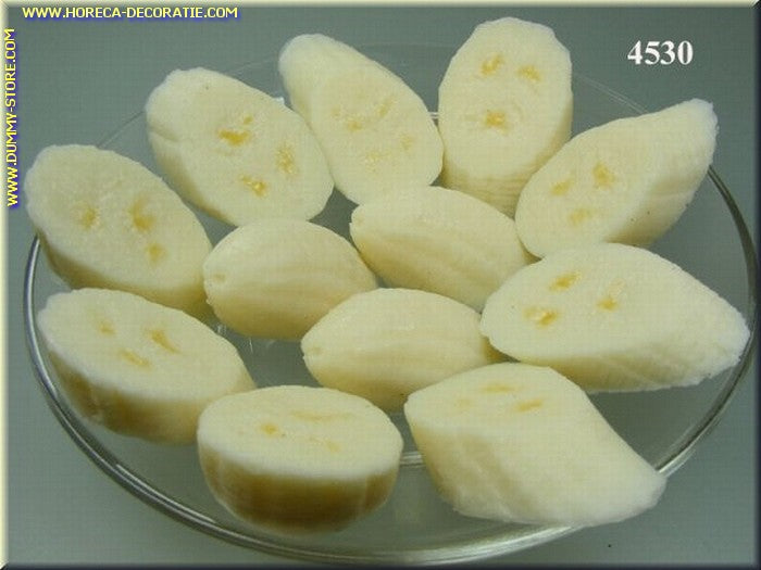 Banaan, 12 stukjes 4x3 cm H: 1,5 cm - namaak - dummy