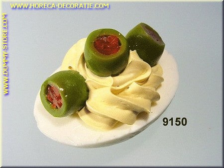 Stuffed Egg with Green Olives - fake