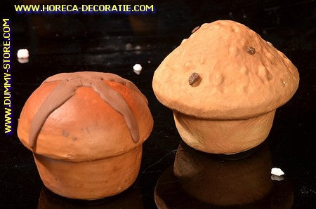 Muffin, 2 stuks - 1x Ø 80 mm, 1x Ø 65 mm, H: 65 mm - dummy