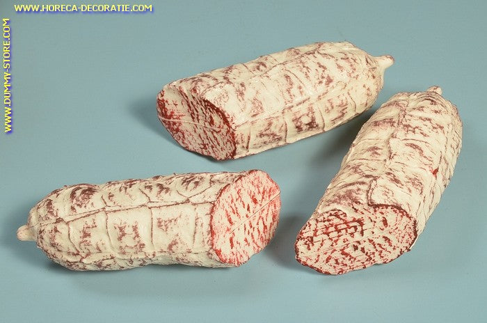 Salami, wit, 3x eindstuk - 50x130 mm - vleesdummy